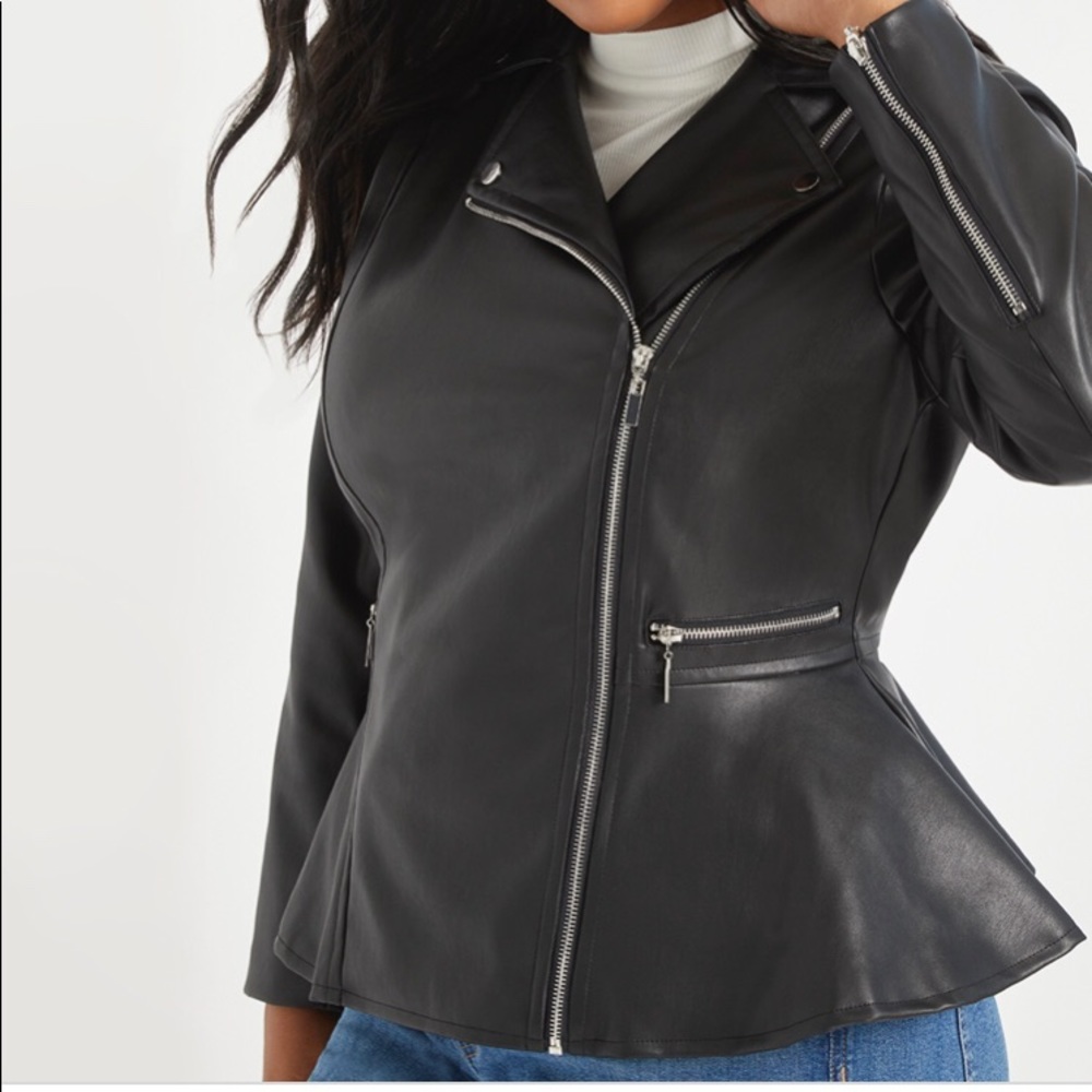 Eloquii faux leather peplum jacket